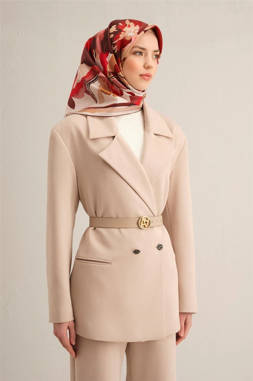 Armine Çiçek Desenli Saf İpek Sura Eşarp 9340d 03 Bordo