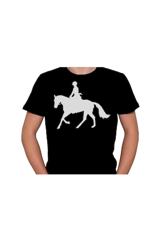 Binicilik At Silüet Yarış Jokey Tişört Unisex T-shirt 001