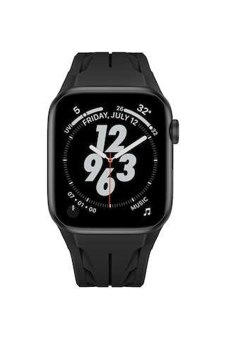 iOs Watch Uyumlu 44mm Krd-127 Metal Tokalı Silikon Kordon-beyaz