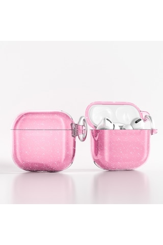 Airpods 4 2024 A3053-a3050-a3054-a3056-a3055-a3057 Uyumlu Kılıf Parlayan Simli Saydam Renkli Kılıf Airbag 32 - Pembe - T34797