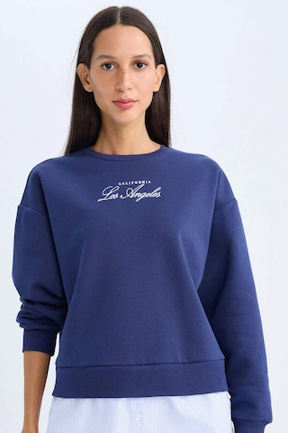 DeFacto Bisiklet Yaka Baskılı Etek Ucu Detaylı Kalın Sweatshirt D5931AX24AUNV42