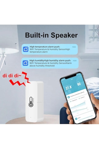 Tuya Wifi Sıcaklık Ve Nem Dedektörü Bağımsız Elektronik Termometre Sensörü Akıllı Ev Kapalı Mini Higrometre Alarmı