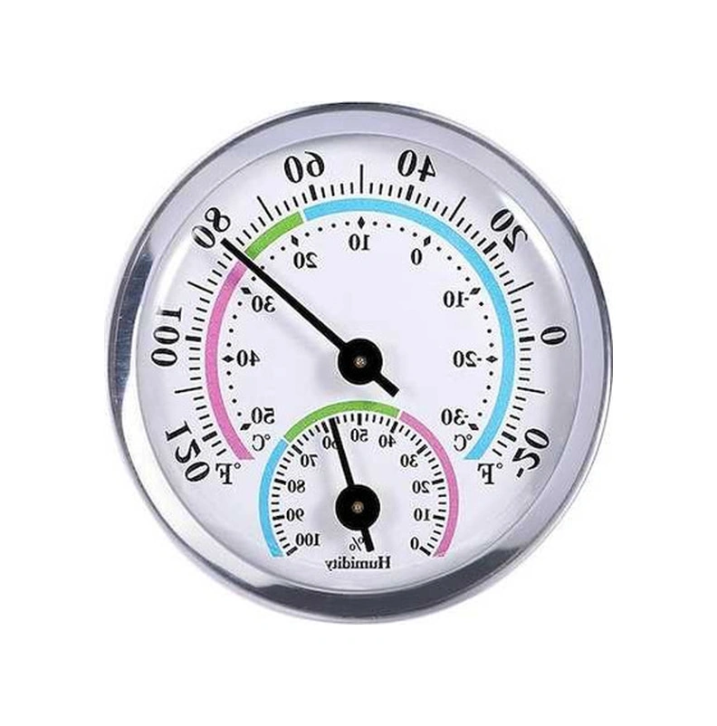 Fortunelane Alüminyum Duvar Tipi Nem Sıcaklık Ölçer - Ev Ofis İçin Pil Gerektirmeyen Serinlik Cihazı Gümüş