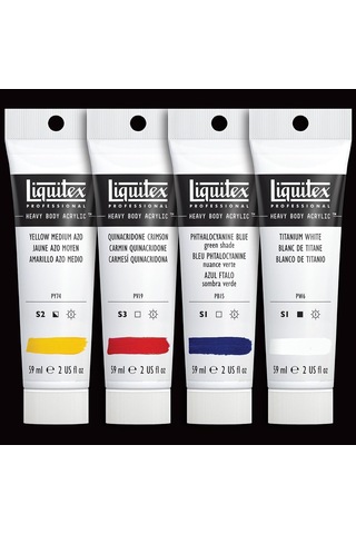 3699309 Professional Heavy Body Akrilik Boya, Sanatçı Kalitesinde, Mükemmel Işık Haslığı, Yağlı Tutarlılık, Renk Seti - 4 Renk Her Biri 59 Ml Tüp