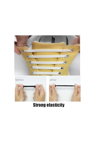 Trendooze Unisex Tüm Spor Silikon Moda Kravat Koşu Kayış Kadın Hiçbir Fit Erkek Elastik Dantel Beyaz Ayakkabılar Ayakkabı Ayakabı Atletik Adet/takım 16 Xw Beyaz