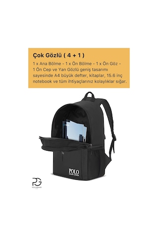 Orijinal Unisex Çok Gözlü Su Geçirmez Spor Kurs Laptop Gezi Seyahat Ve Günlük Kullanım Sırt Çantası siyah