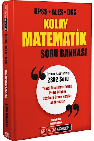 Pegem KPSS ALES DGS Kolay Matematik Soru Bankası Çözümlü