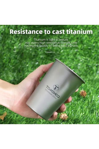 Tomshoo Dış Mekan Kamp Titanyum Kupa Saf Titanyum Su Kupası Bira Bardağı Taşınabilir Gümüş