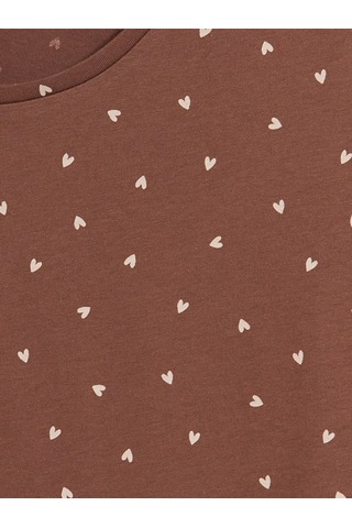 Lcw Dream Kahverengi Bisiklet Yaka Desenli Kadın Pijama Üstü