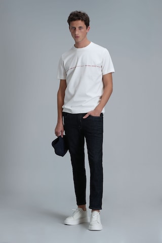 Lufian Erkek Carlos Modern Grafik T-shirt 111020211 Kırık Beyaz Ekru