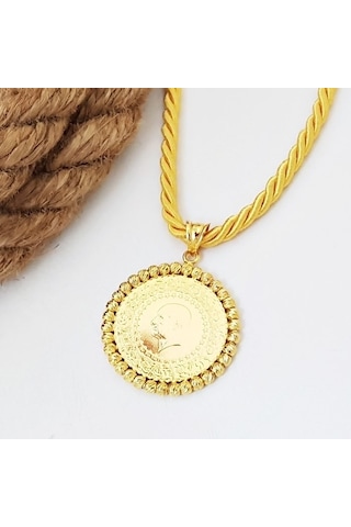 Özden Kuyumcusu Dorika Çerçeveli Yarım Altın Kolye Ucu