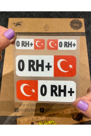 Bay Etiket Bt02 Reflektif 0 Rh Pozitif(+) Kan Grubu Sticker Seti