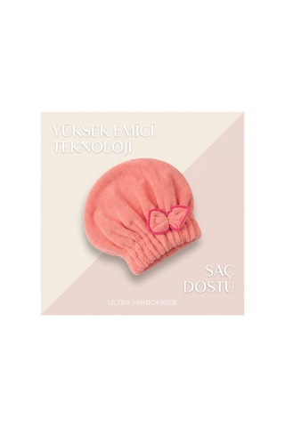 Prenses Peluş Mikrofiber Saç Kurulama Havlusu Çizgi Fiyonklu, Pratik Saç Bonesi - Duş, Makyaj Ve Bakım Saç Wrap Pembe