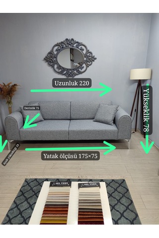 Mimoza Üçlü Koltuk Keten