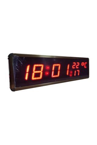 Displayli Saniyeli Dijital Saat Ve Derece Kasa: 17x50 Cm - Kırmızı