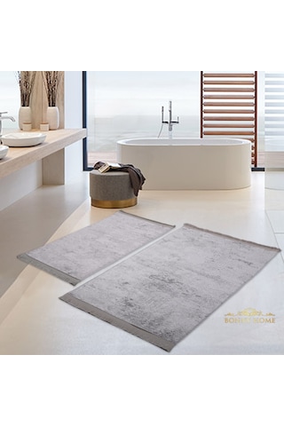 Nova Gri 2'li Kaymaz Tabanlı Banyo Paspası Seti Klozet Takımı Gri
