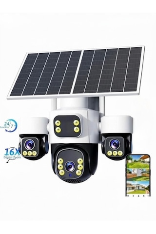 Inox-x13 3lens Esim Çift Panelli Full Renkli 4g Solar Kamera