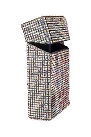 Nesgıft Kadın Neon Swarovski Pembe Janjan Taşlı Ince Uzun Sigara Kutusu