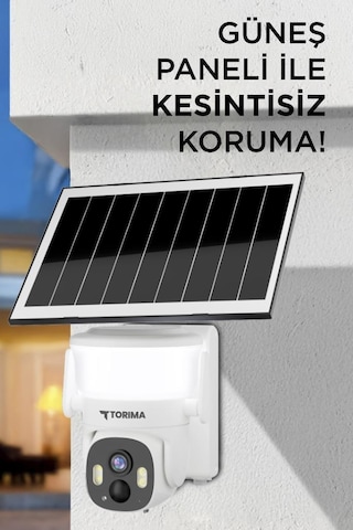 Torima Cmr30 Beyaz Şarjlı Duvar Lambası Görünümlü Dış Mekan Kamerası Akıllı Ip Güneş Enerjili Kamera