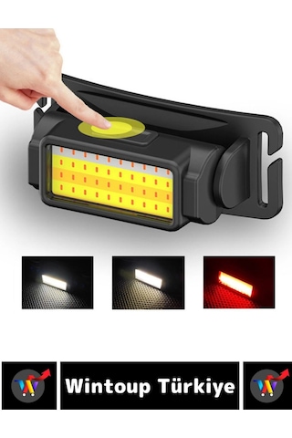 Profesyonel Kamp Avcı Balıkçı Deprem Güçlü Işık 5 Mod Aydınlatma Şarjlı 50 Led Kafa Lambası Çok Renkli