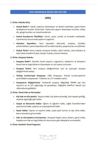 Kpss Vatandaşlık Ders Notları Çıkacak Sorular