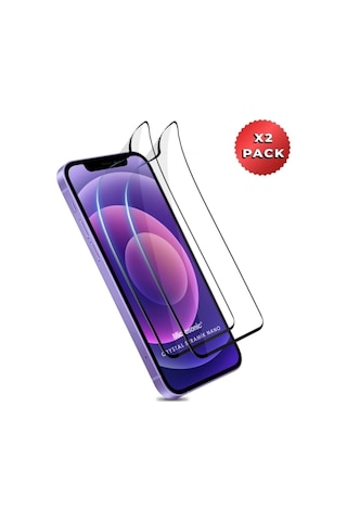 Apple iPhone Uyumlu 12 Mini Crystal Seramik Nano Ekran Koruyucu Siyah 2 Adet