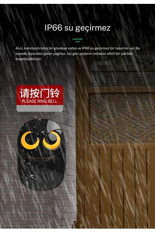 Monozone 1 Alıcı 2 Buton Kapı Zili Su Geçirmez Acil Çağırma