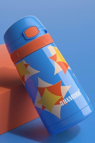 Shamobo Çocuk 350 Ml Pipetli Paslanmaz Çelik Termos Bpa İçermez 7 Renk Koyu Pembe