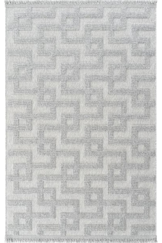 Çam Halı Enti Halı Togo 7509 Gri Geometrik Desenli Makine Halısı