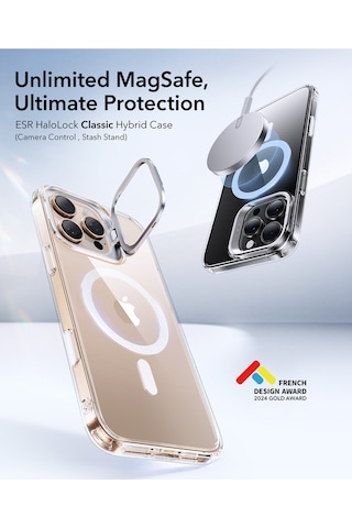 Esr Apple Uyumlu iPhone 16 Pro Halolock Mag Safe Classic Hybrid Stantlı Silikon Kılıf - Kamera Kontrol Buton Multicolor