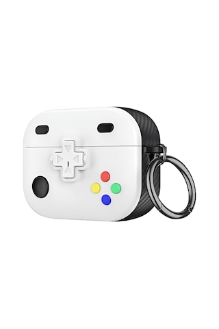 Airpods 3 İle Uyumlu Gaming Serisi Hybrid Tasarım Kılıf - İç Kısmı Tpu - Dış Kısmı Polikarbonat - Kenarları Fiber Karbon Kaplama Premium Tasarım Ve Mükemmel Koruma Beyaz, Airpods 3 2021
