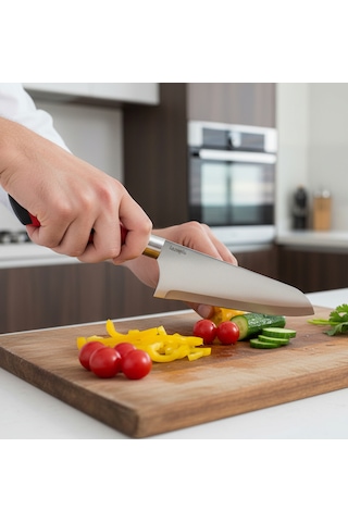 Chefline Pro 5 Parça Mutfak Bıçak Seti + Meyve Bıçağı Hediyeli Paslanmaz Çelik Kırmızı