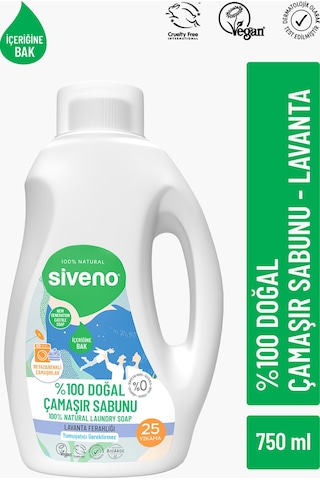Siveno %100 Doğal Çamaşır Sabunu %100 Bitkisel Deterjan Kendinden Yumuşatıcılı Konsantre Vegan 750 ML