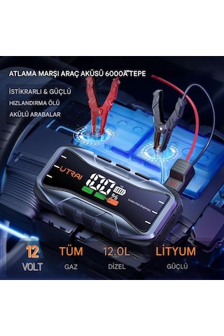 Jstar JS10 27000MAH 6000A Bitmiş Akü Çalıştıran Jump Starter Akü Takviye + Taşıma Çantası (65W PD)