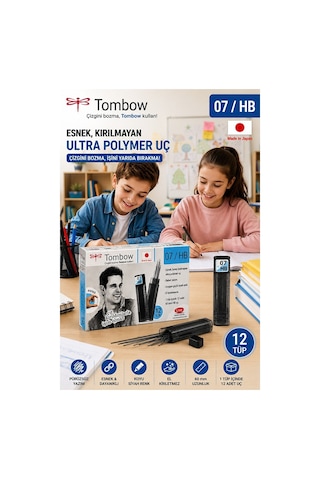 Kaliteli Kalem Ucu 12 Li 0.7 Mm Hb 1 Paket Tombow Versatil Kalem Uç Mekanik Uçlu Otomatik Kurşun Kalem Ucu 60 Mm Yumuşak