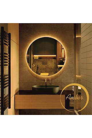 Dekoratif Led Işıklı Yuvarlak Banyo Ve Konsol Aynası Şeffaf