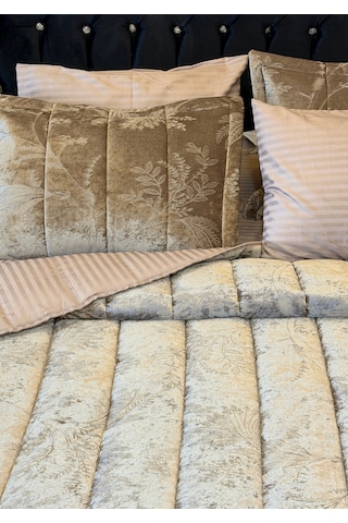 Home Kadife Confort Çift Kişilik Uyku Seti 6 Parça 230x240 Kahverengi