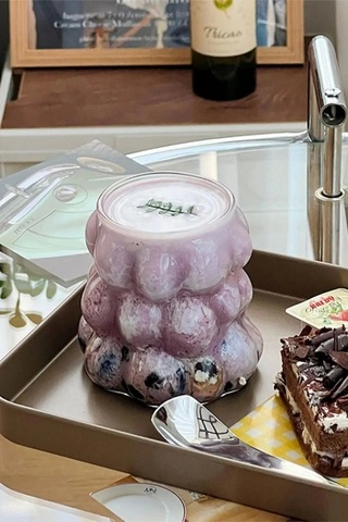 2li Boncuklu Pipetli Cam Bardak Üzüm Tanesi Şeklinde 350 Ml.