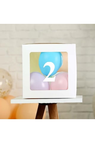 Şeffaf 2 Rakamlı Beyaz Kutu Ve Balon Seti Kendin Yap Bebek Çocuk