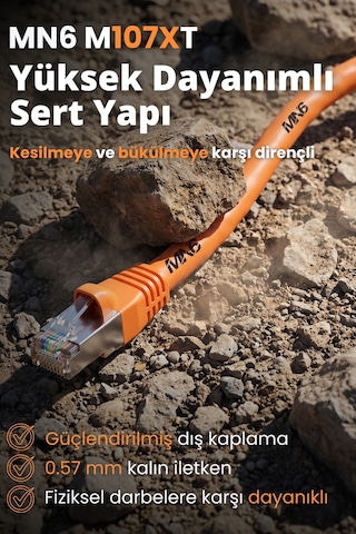 Mn6 M107xt Cat6 Ethernet Kablosu 100 Metre 0.57mm Utp Ultra Dayanıklı Çift Kat Korumalı Dış Mekan Ağır Şartlara Uygun Lan Kablosu