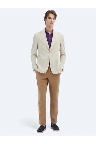 Kip Bej Desenli Modern Fit Ceket Bej