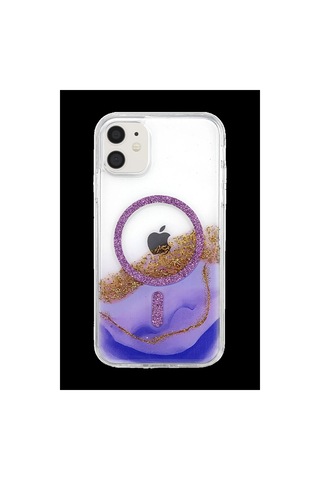 Onegif Apple İphone 11 Lotus Simli Magsafe Kapak - Mor