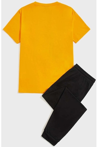 Unisex Van Gogh Baskılı Eşofman Takımı Turuncu Siyah