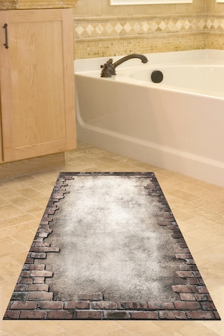 Dekoreko Kaymaz Taban Djt Banyo Halısı Yıldız Deri Modern F5049 gri