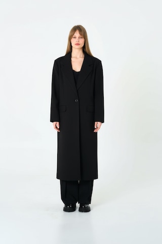 Kadın Siyah Oversize Uzun Ceket Siyah