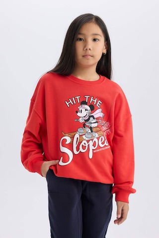 DeFacto Kız Çocuk Disney Mickey & Minnie Oversize Geniş Kalıp Bisiklet Yaka Sweatshirt D4377A824WNRD348 Kırmızı