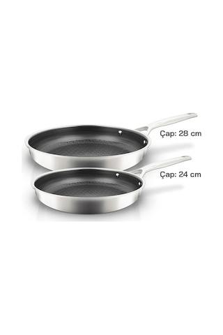 Unıqella Sılver Pro Serisi 2 Parça Tava Seti 24/28cm Çelik