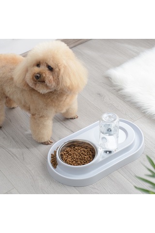 Sones Paslanmaz Çelik Köpek Ve Kedi Çift Kase Otomatik Suluk Islak Değil Ağız Pet Mama Kasesi