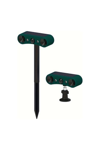 Willowhaven 2024 Güncellenmiş Yeşil Ultrasonik Güneş Enerjili Hayvan Kızılötesi Algılama Alarmı Dış Mekan Hareket Dedektörü 129db Kırmızı Mavi Işık