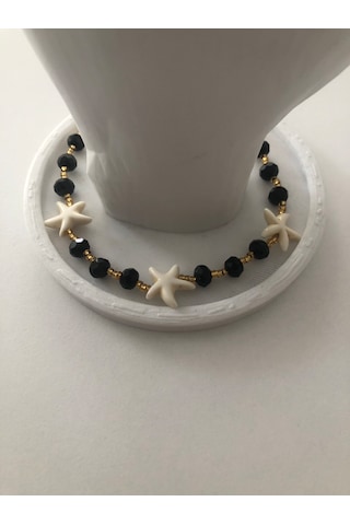 Lim10lubahçe Deniz Yıldızlı Siyah Kristal Boncuklu Bileklik